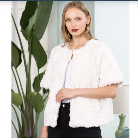 JODY Jackets & Blazers - Faux Fur Flower Swirls Jacket